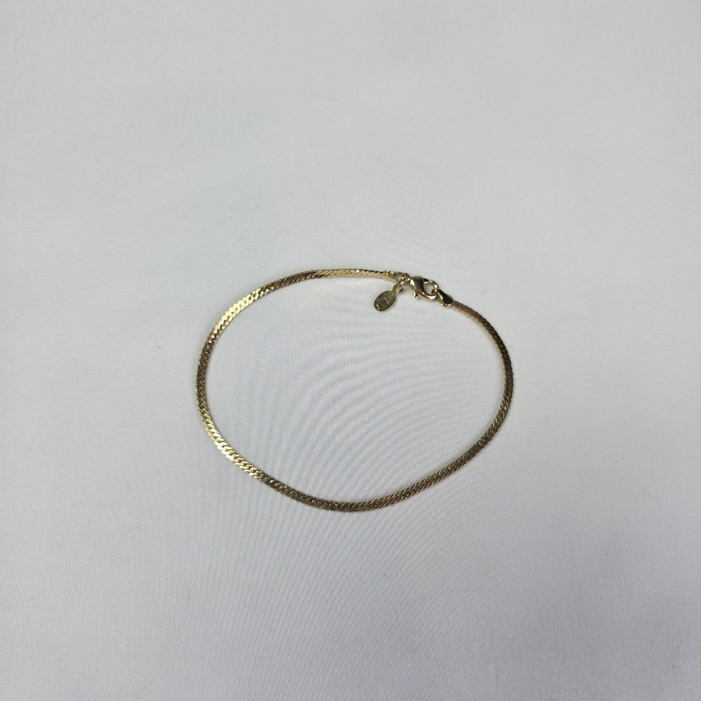 Women's Yellow Gold Plated Chain Bracelet 14KGE 8" Length Signed S. LIND